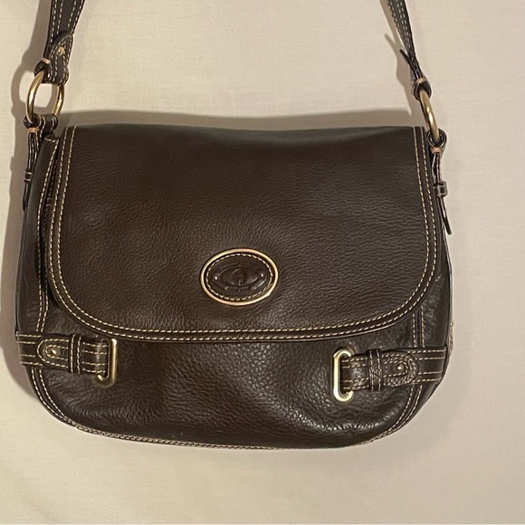 Vintage Etienne Aigner Elegant dark Brown Leather w/gold hardwear Shoulder Bag - Picture 1 of 7